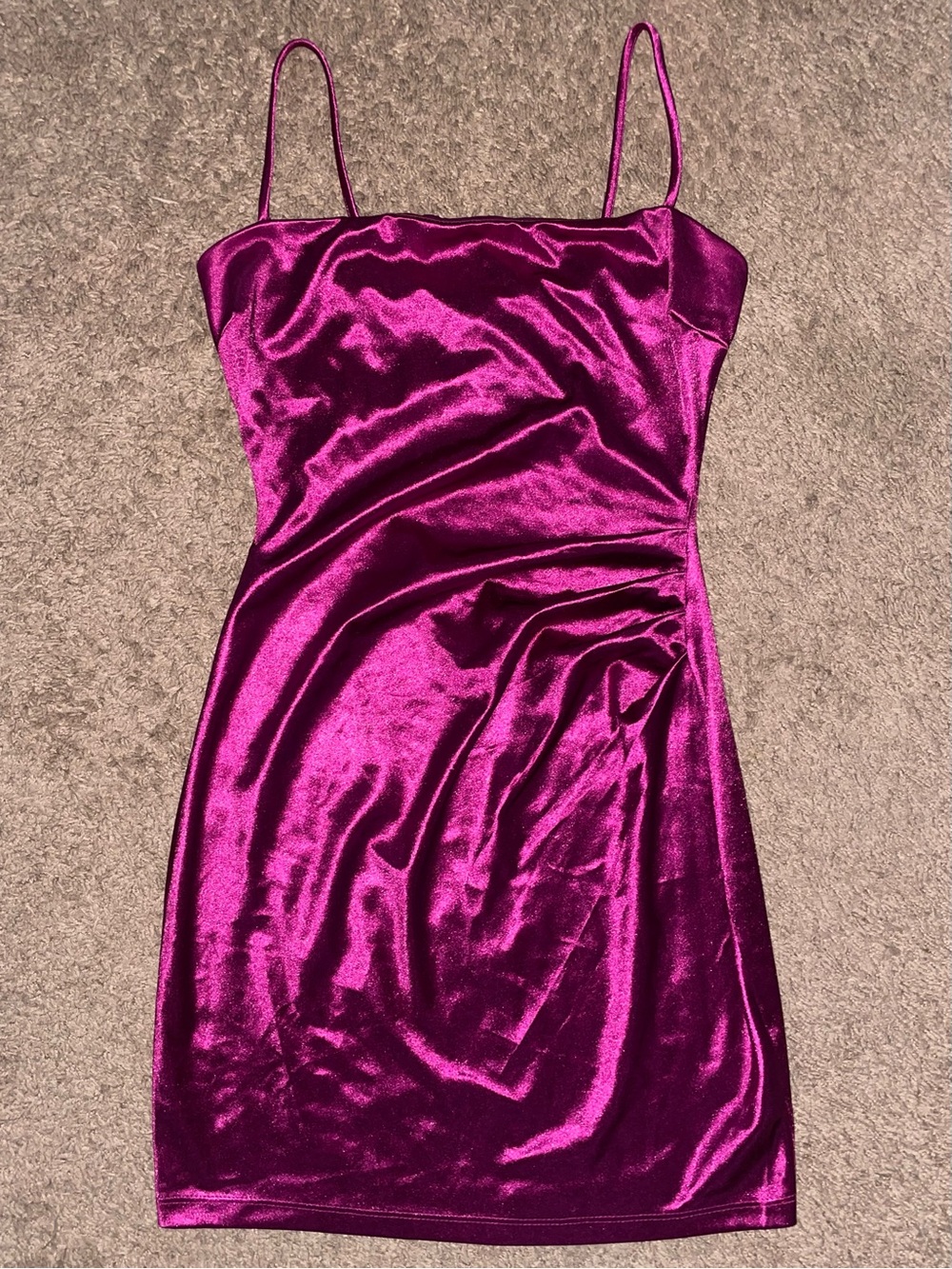 Windsor Women’s High Shine Magenta Satin Mini Bodycon Sultry Party Dress